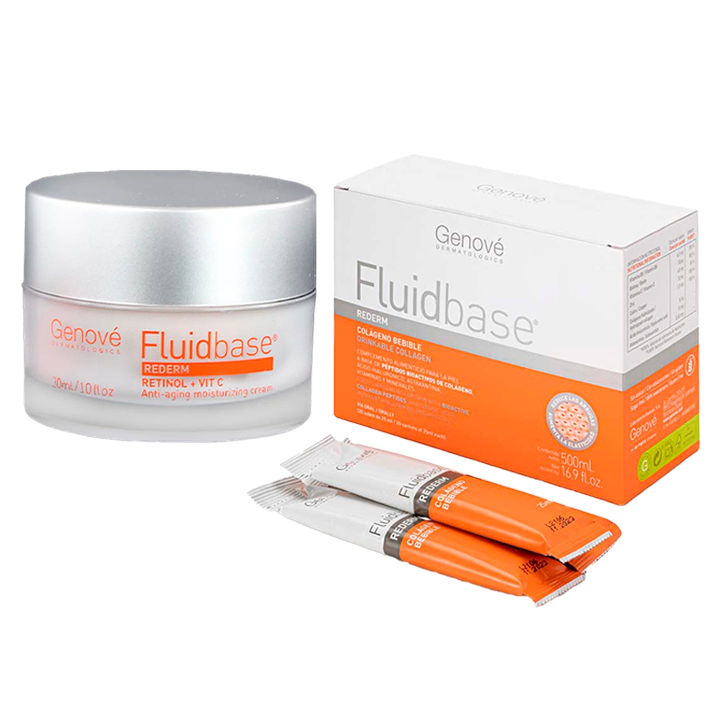 DUO VITAL C GENOVÉ - Fluidbase Rederm Retinol (Vit C) + Fluidbase Rederm Colageno Bebible